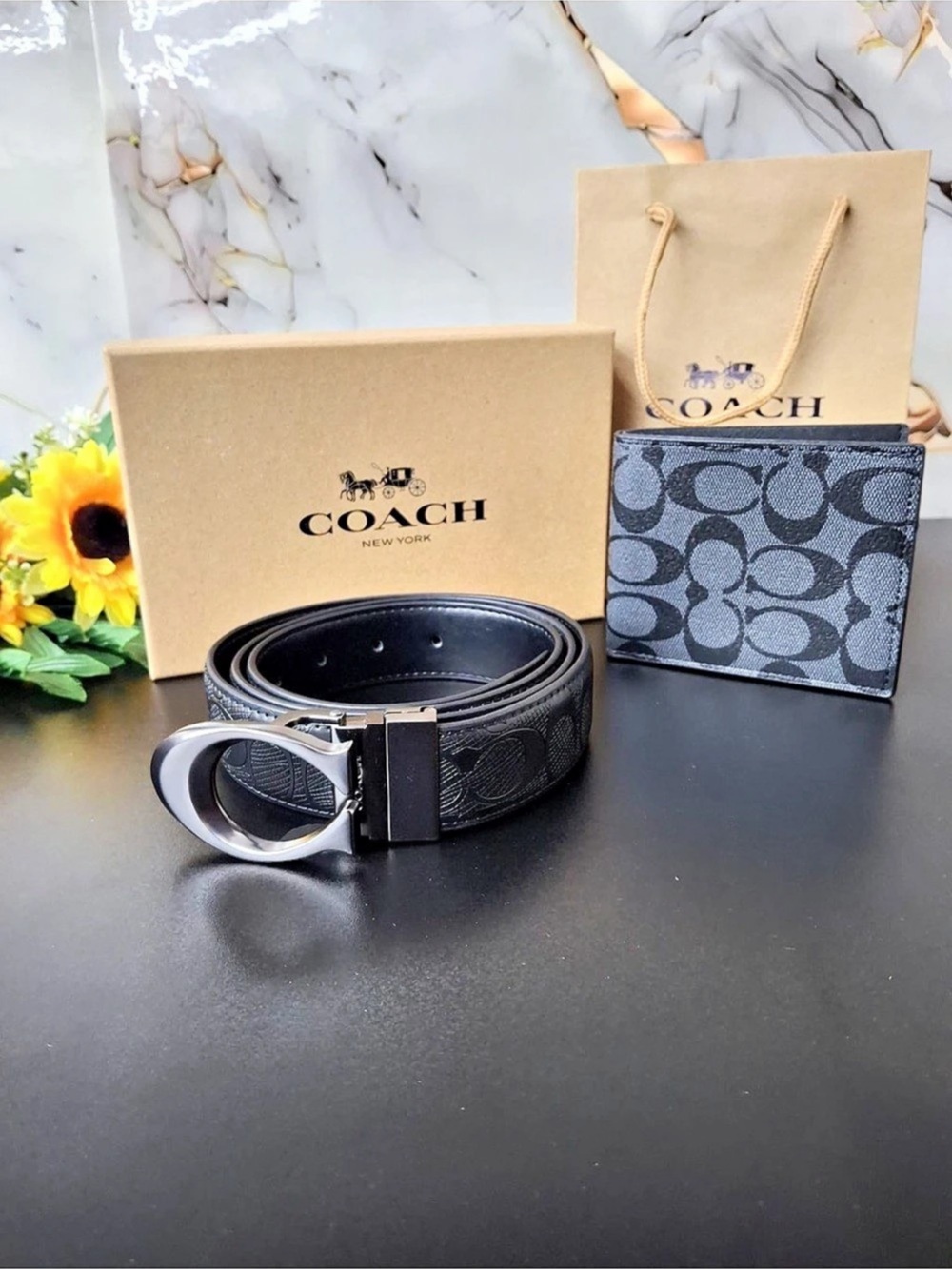 Coach Reversible Belt & Wallet Set